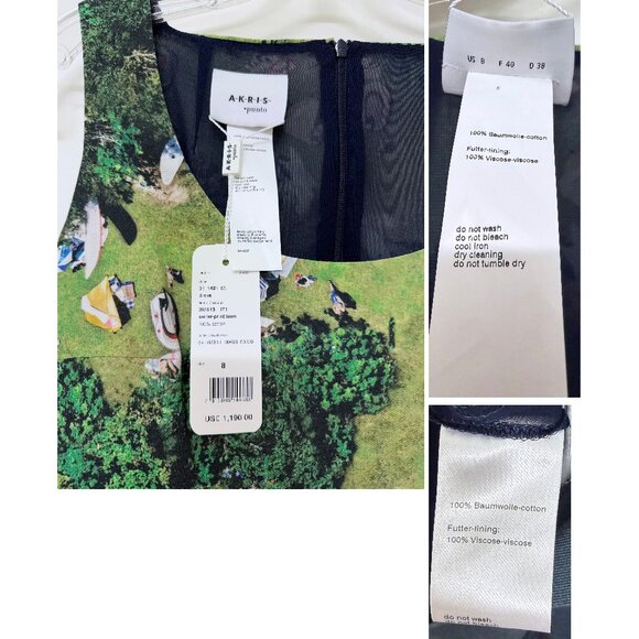 NWT Akris Punto Surfer Print Park Picnic Marina Sail Boats Water Dress Blue 8 - Picture 3 of 13